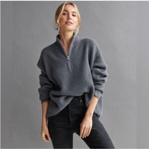 Jenni Kayne cashmere fisherman half zip sweater NWT